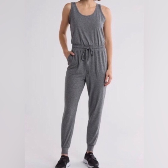 Zobha Janet Charcoal Gray Sleeveless Jumpsuit Jogger Cuffs - Picture 1 of 9